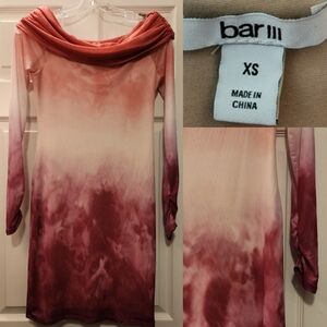 Bar III Ombre Mesh Off-the-Shoulder DRESS • Confetti Ombre • Rushed Neckline •XS